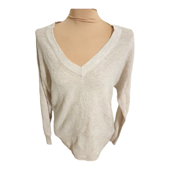 American eagle beige V-Neck sweater size small - Picture 1 of 7